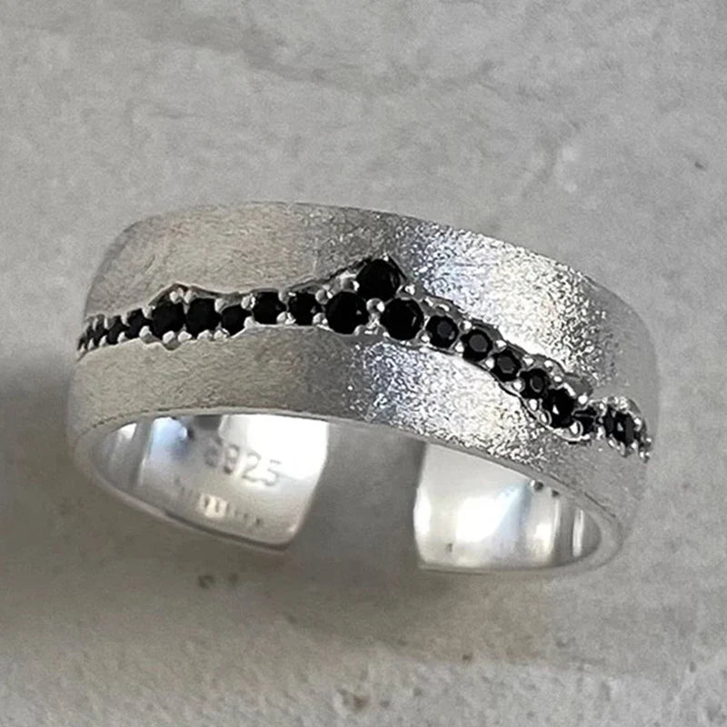 PANJBJ Real 925 Sterling Silver Retro Round Ring | Vintage Fine Jewelry for Women