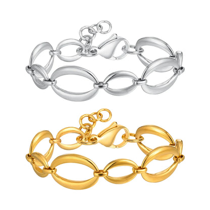 Elliptical Chain Bracelet for Women | Handmade Stainless Steel Jewelry