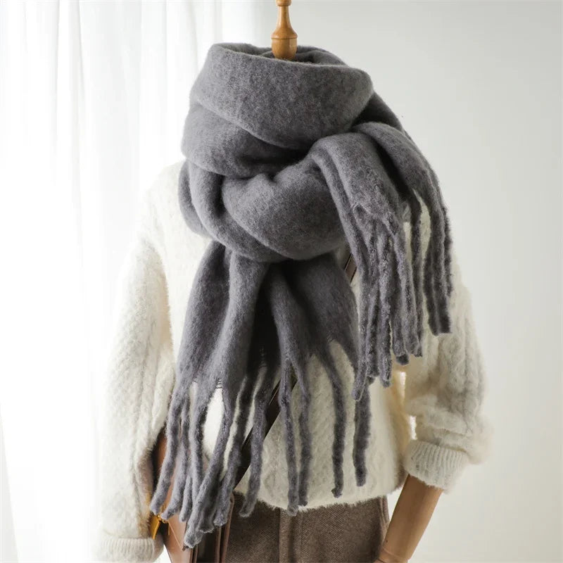 Women's Cashmere-Feel Long Tassel Scarf Shawl - Pashmina Blanket Wrap 94 in (240 cm) Thick Soft Winter Wrap