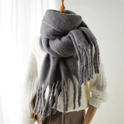 Women's Cashmere-Feel Long Tassel Scarf Shawl - Pashmina Blanket Wrap 94 in (240 cm) Thick Soft Winter Wrap