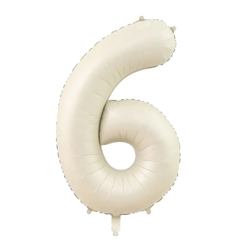 Cream Foil Number Balloons 1-9 Set | Large Digital Birthday Party Decor