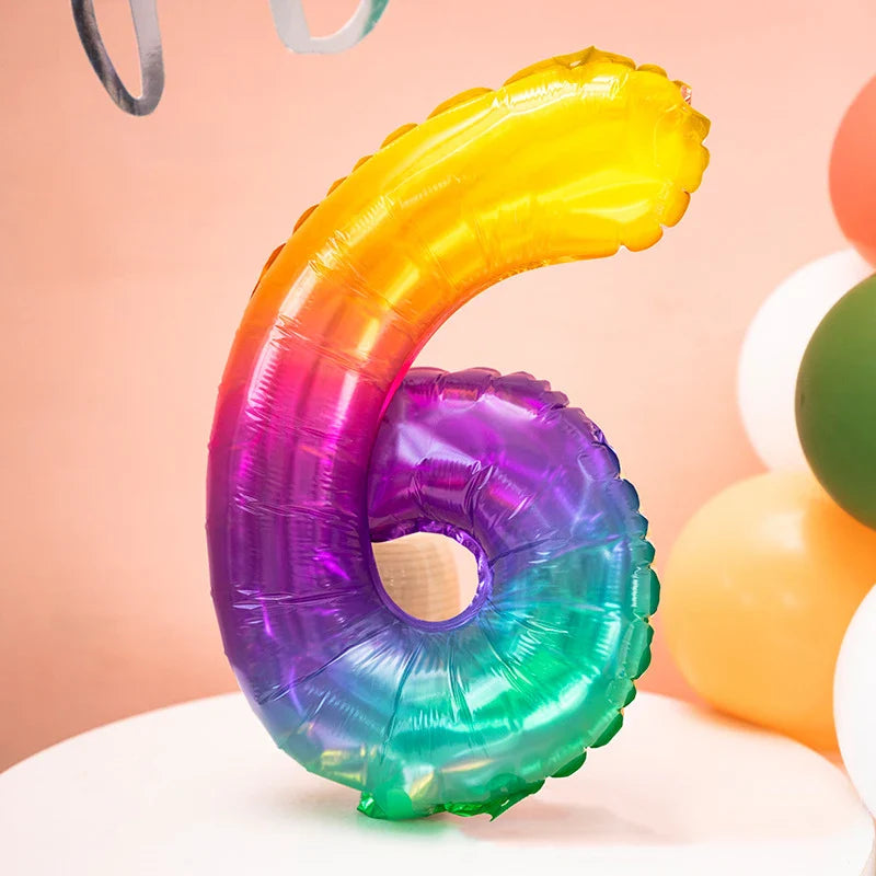 Rainbow Jelly Number Balloon 16 Inch | Birthday Party Decoration