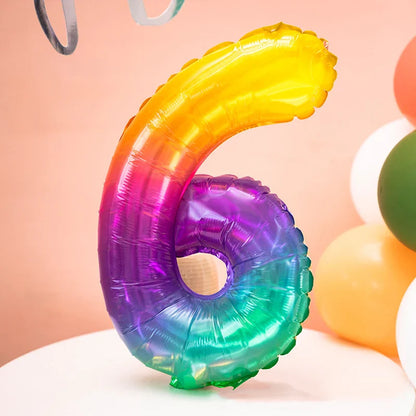Rainbow Jelly Number Balloon 16 Inch | Birthday Party Decoration