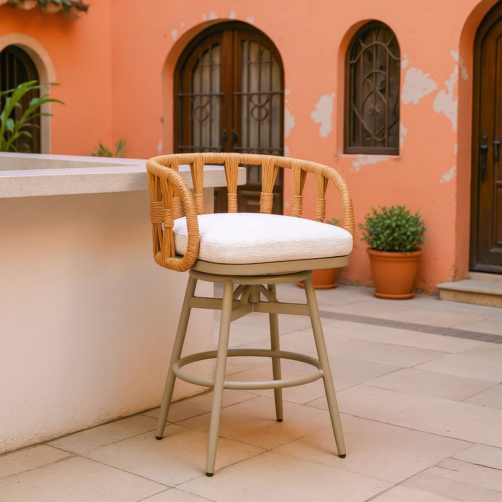 Safal Olefin Fabric Swivel Outdoor Barstool
