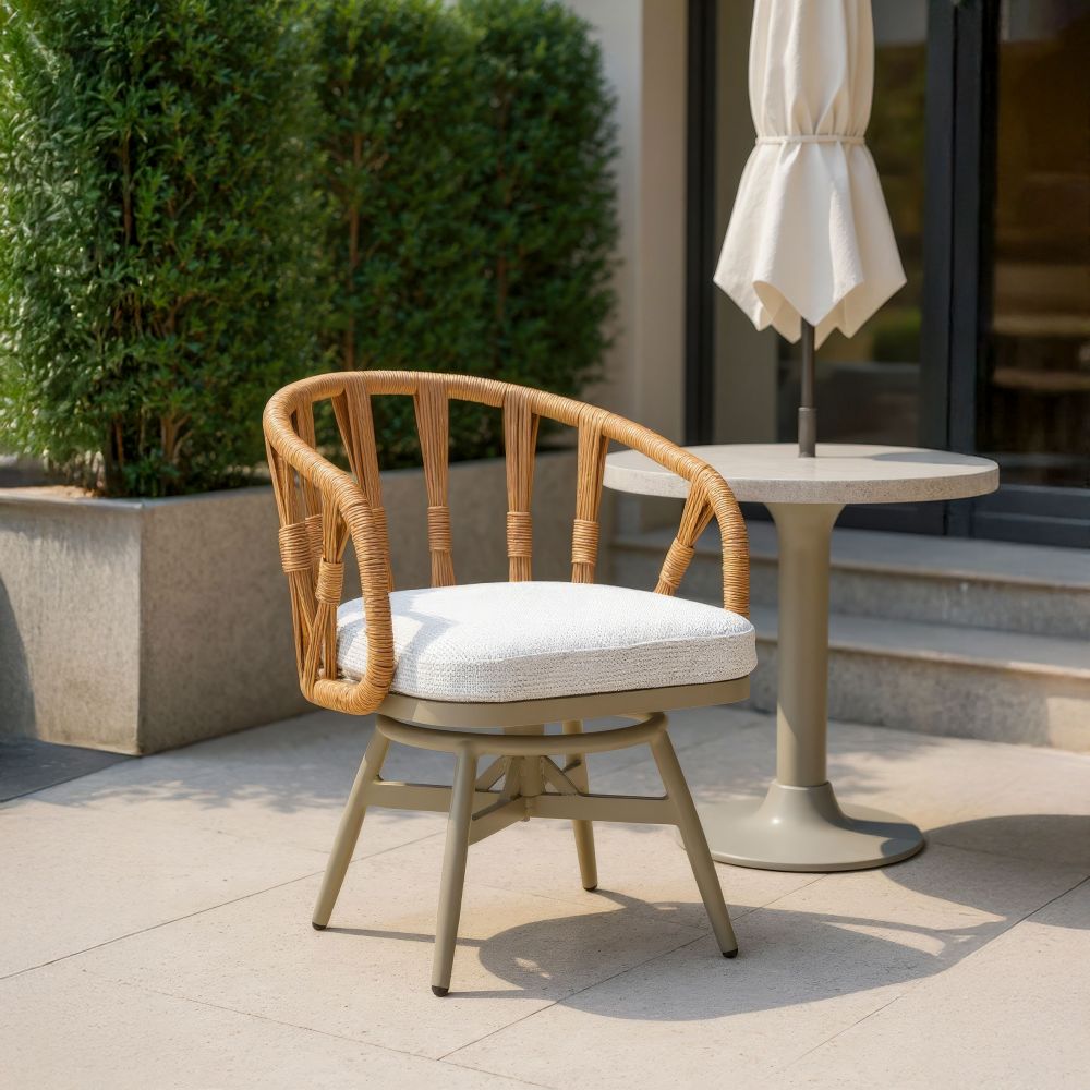 Safal Olefin Fabric Swivel Outdoor Dining Chair