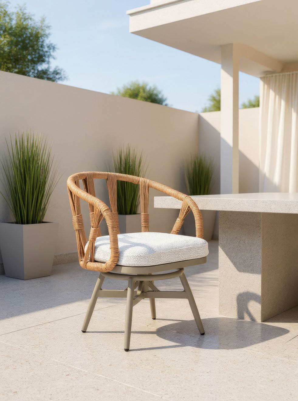 Safal Olefin Fabric Swivel Outdoor Dining Chair