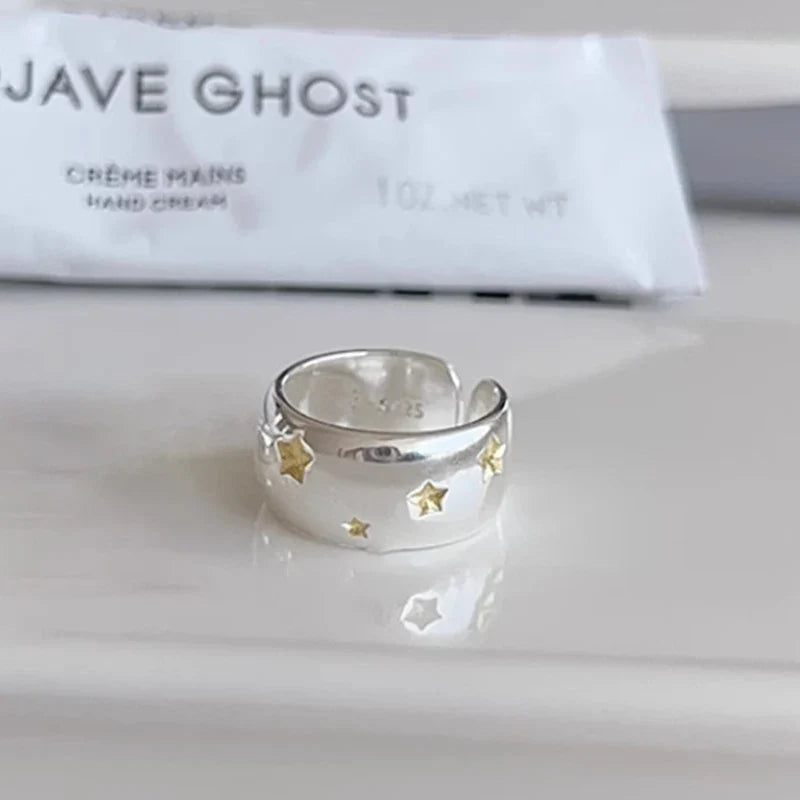 PANJBJ Real 925 Sterling Silver Retro Round Ring | Vintage Fine Jewelry for Women