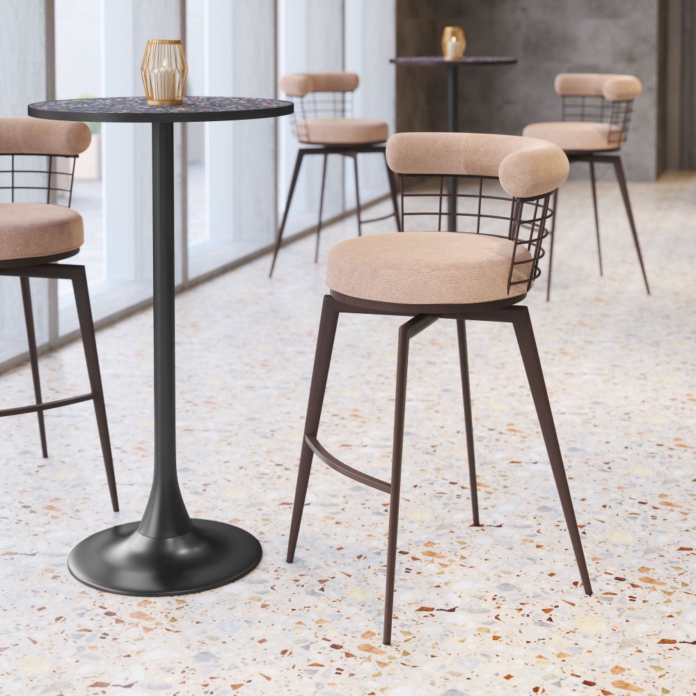 Saku Textured Fabric Swivel Barstool