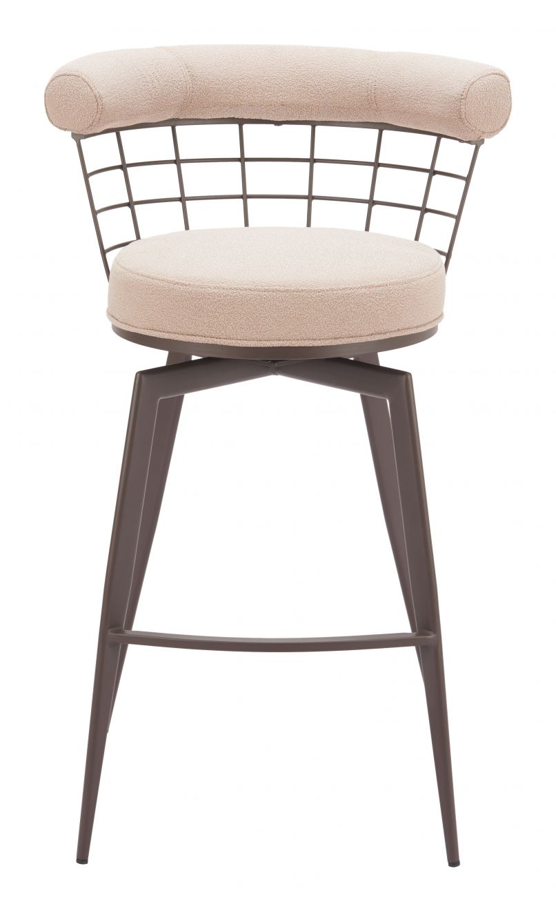 Saku Textured Fabric Swivel Barstool