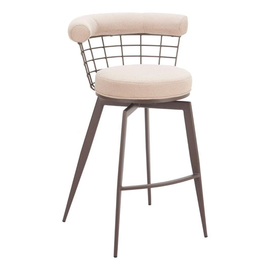 Saku Textured Fabric Swivel Barstool