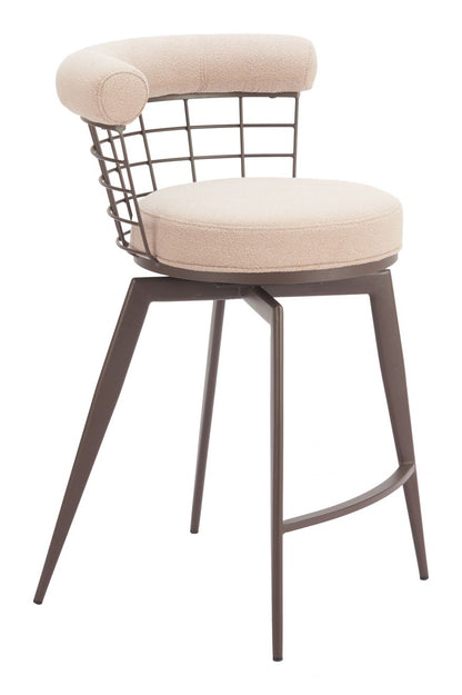 Saku Textured Fabric Swivel Counter Stool