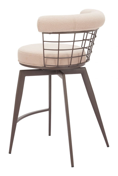 Saku Textured Fabric Swivel Counter Stool