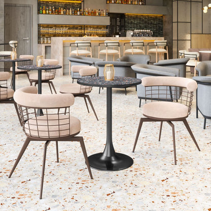 Saku Textured Fabric Swivel Dining Chair