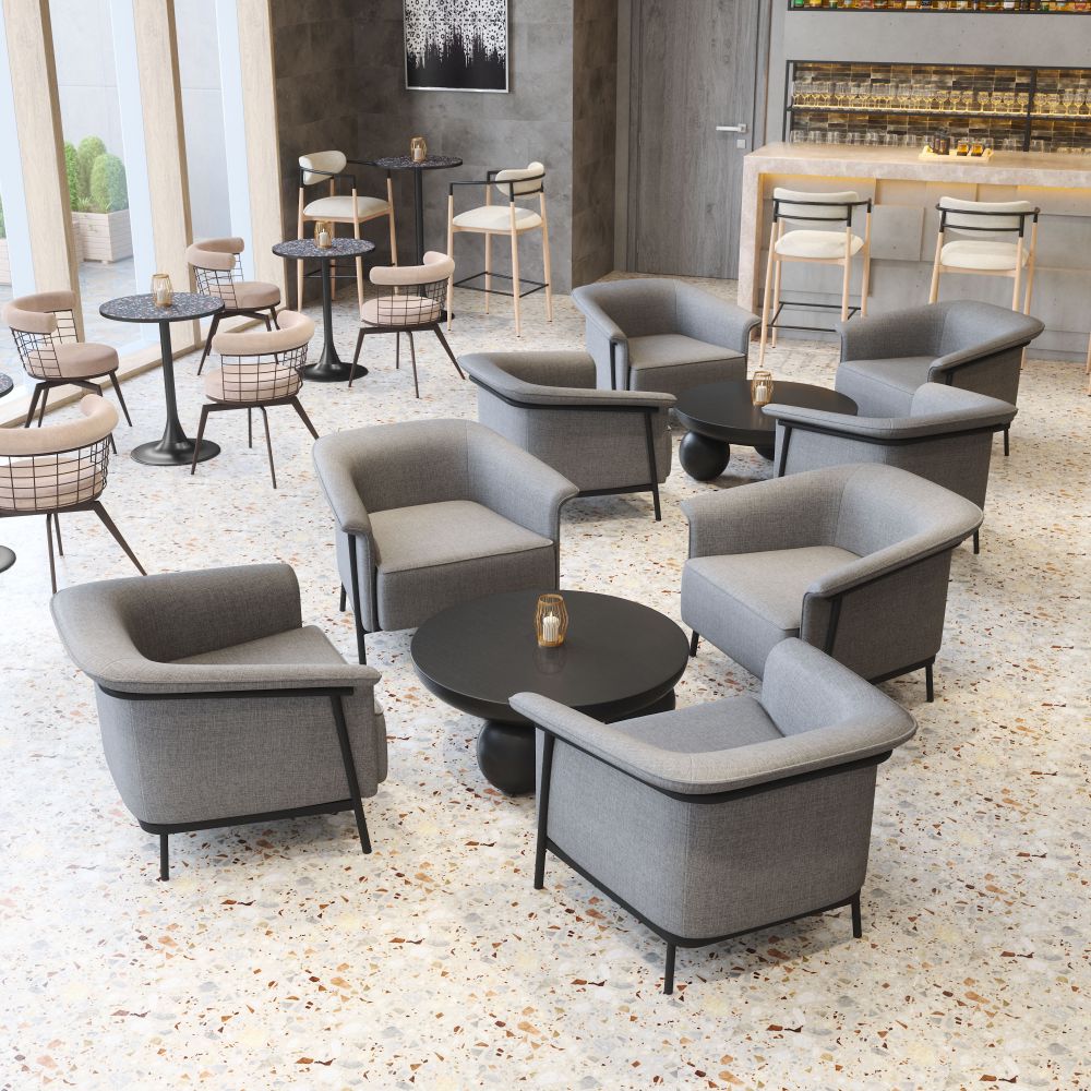 Saku Textured Fabric Swivel Dining Chair
