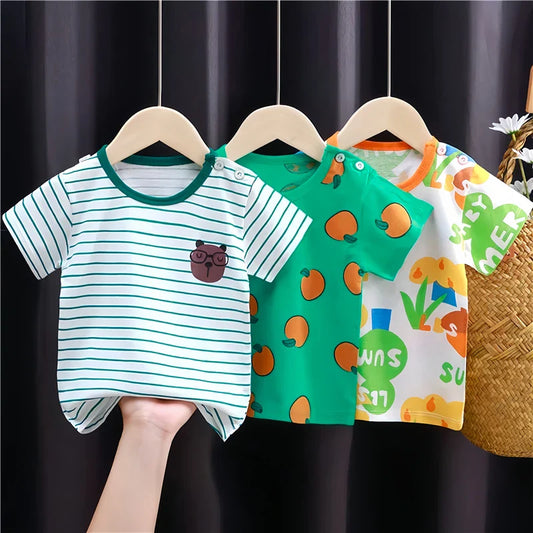 Kids Cartoon Cotton T-Shirt – Soft Summer Tee for Babies and Toddlers, Unisex Casual Top