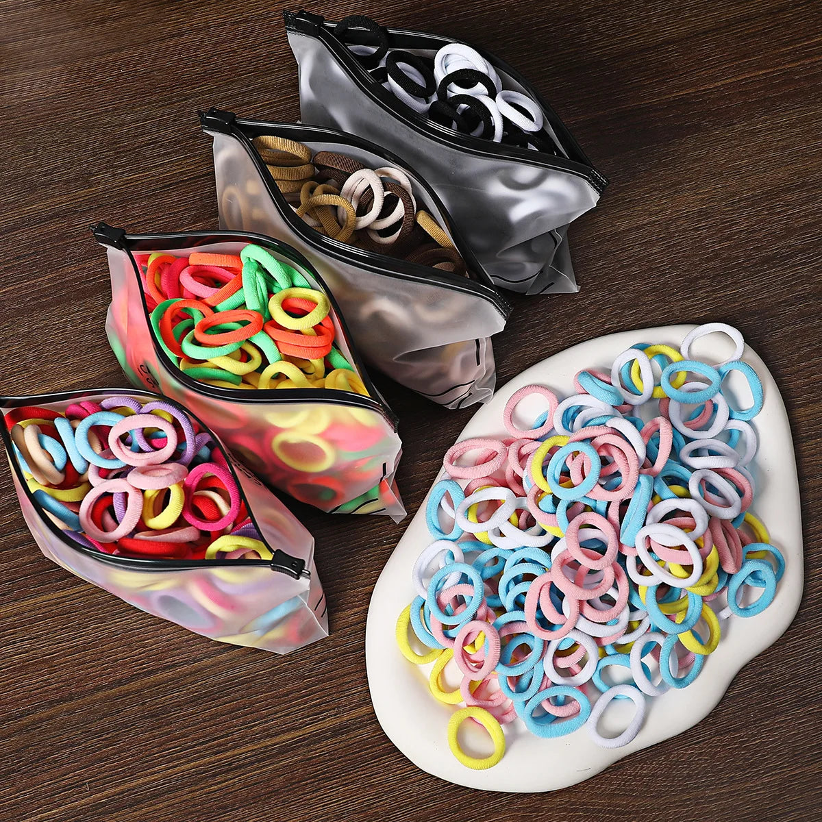 50/100-Pack Colorful Nylon Hair Bands for Kids - Elastic Scrunchie Hair Ties & Ponytail Holders for Girls