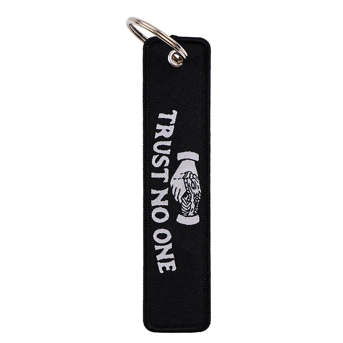 Rock and Roll Key Fob | Black Embroidery Key Tag for Bags and Gifts