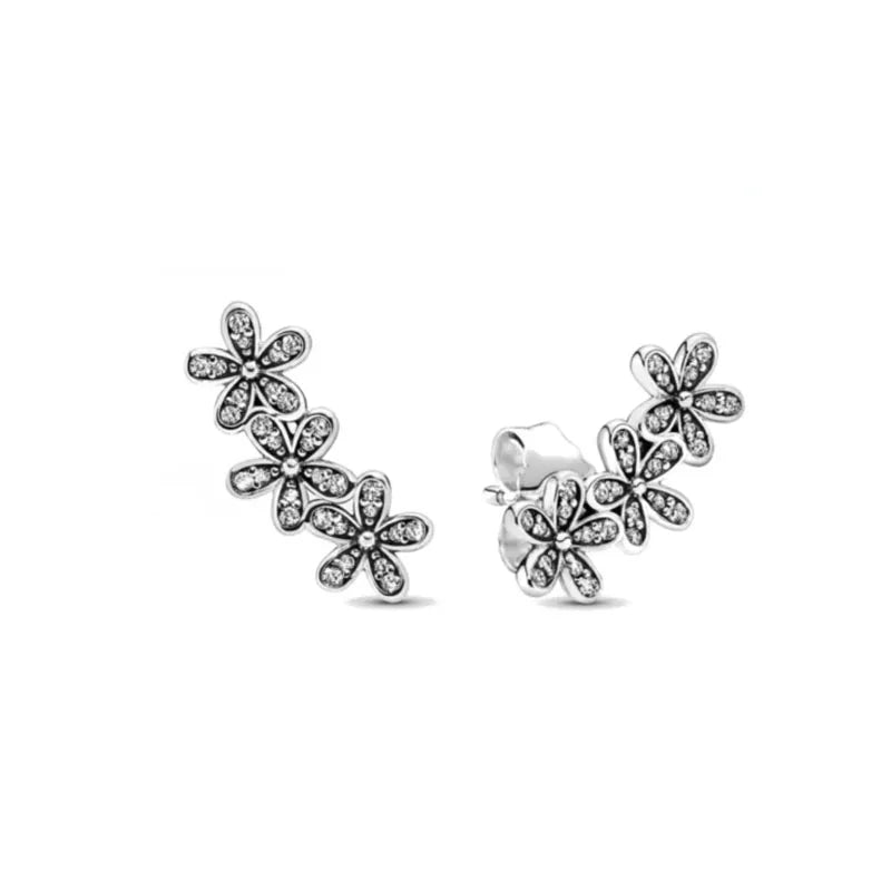 925 Sterling Silver Snowflake Heart Earrings | Fine Stud Earrings for Women