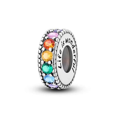 100% 925 Sterling Silver Rainbow Zircon Butterfly Dragon Silicone Stopper Charms - Colorful Beads for DIY Bracelets, Customizable Jewelry for All Occasions