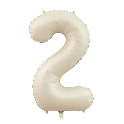 Cream Foil Number Balloons 1-9 Set | Large Digital Birthday Party Decor