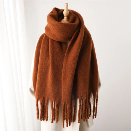 Women's Cashmere-Feel Long Tassel Scarf Shawl - Pashmina Blanket Wrap 94 in (240 cm) Thick Soft Winter Wrap