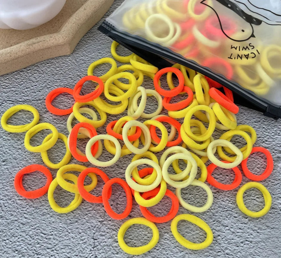 50/100-Pack Colorful Nylon Hair Bands for Kids - Elastic Scrunchie Hair Ties & Ponytail Holders for Girls