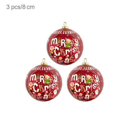 3pcs 8cm Christmas Balls Original Gifts Christmas Decoration 2024 Christmas Tree Decorations Gift Decoration Pendants Baubles