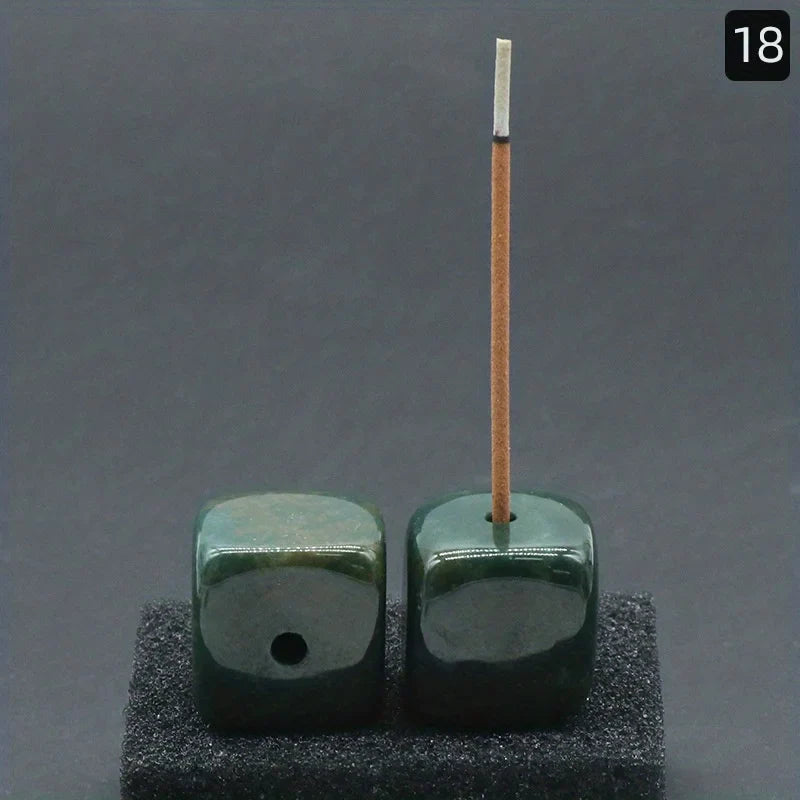 Natural Agate Stone Incense Holder | Square Wire Stick Incense Burner with Unique Pattern