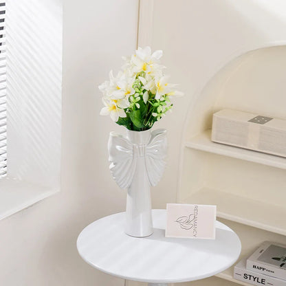 28cm Modern-Minimalist Bow Ceramic Vase, Perfect  Office  Living room decoration, Ideal  Hydroponic Plants & Home Decor