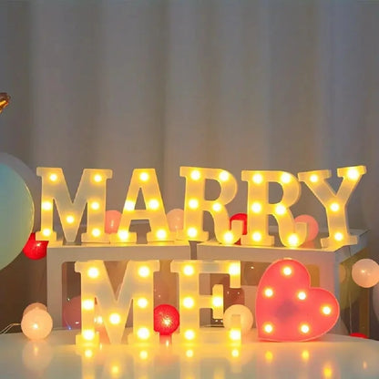 1PC LED Alphabet&Number Lights For Home,Wedding,Proposal,Birthday,Party,Photo Prop, Battery Powered White Decorative Night Light