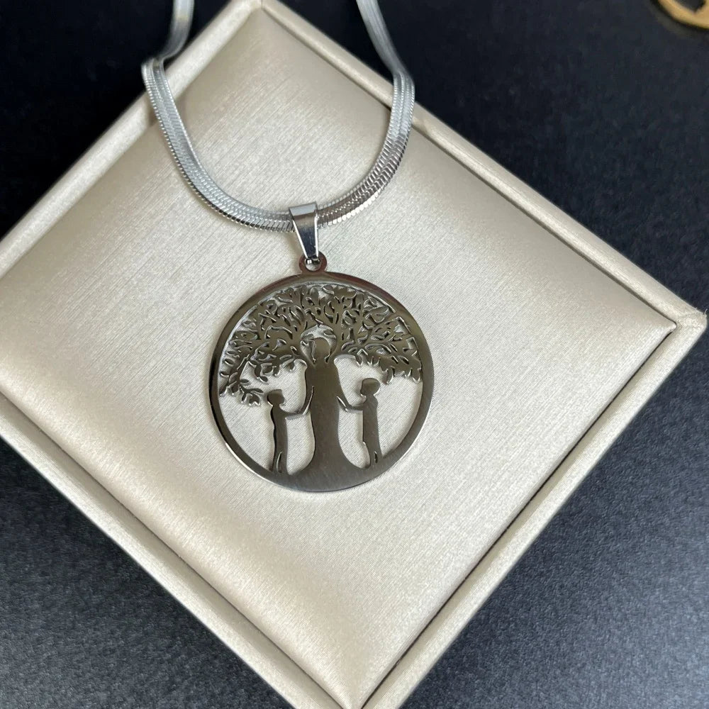 Tree of Life Pendant Necklace | Stainless Steel Family Tree Jewelry for Men and Women