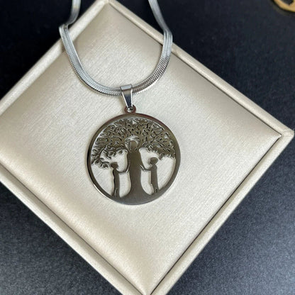 Tree of Life Pendant Necklace | Stainless Steel Snake Chain Choker for Men and Women