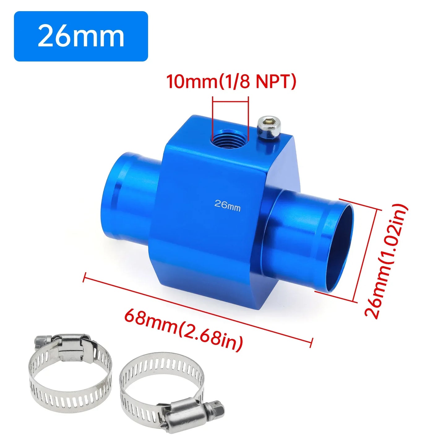 2026 Car Water Temp Gauge Radiator Temperature Water Temp Joint Pipe Sensor 40mm 38mm 36mm 34mm 32mm 30mm 28mm Hose Adapter