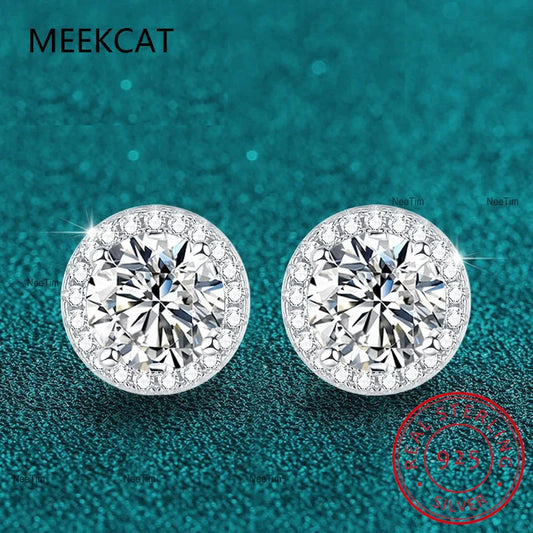 0.5-2 CT Moissanite Stud Earrings for Women | Sparkling Lab Diamond Silver Jewelry