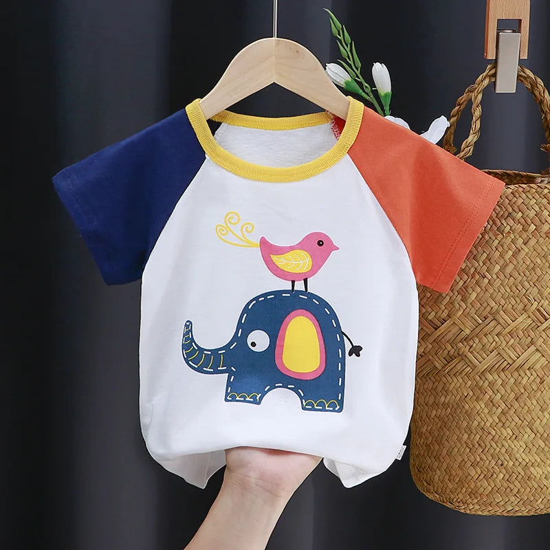 Kids Cartoon Cotton T-Shirt – Soft Summer Tee for Babies and Toddlers, Unisex Casual Top