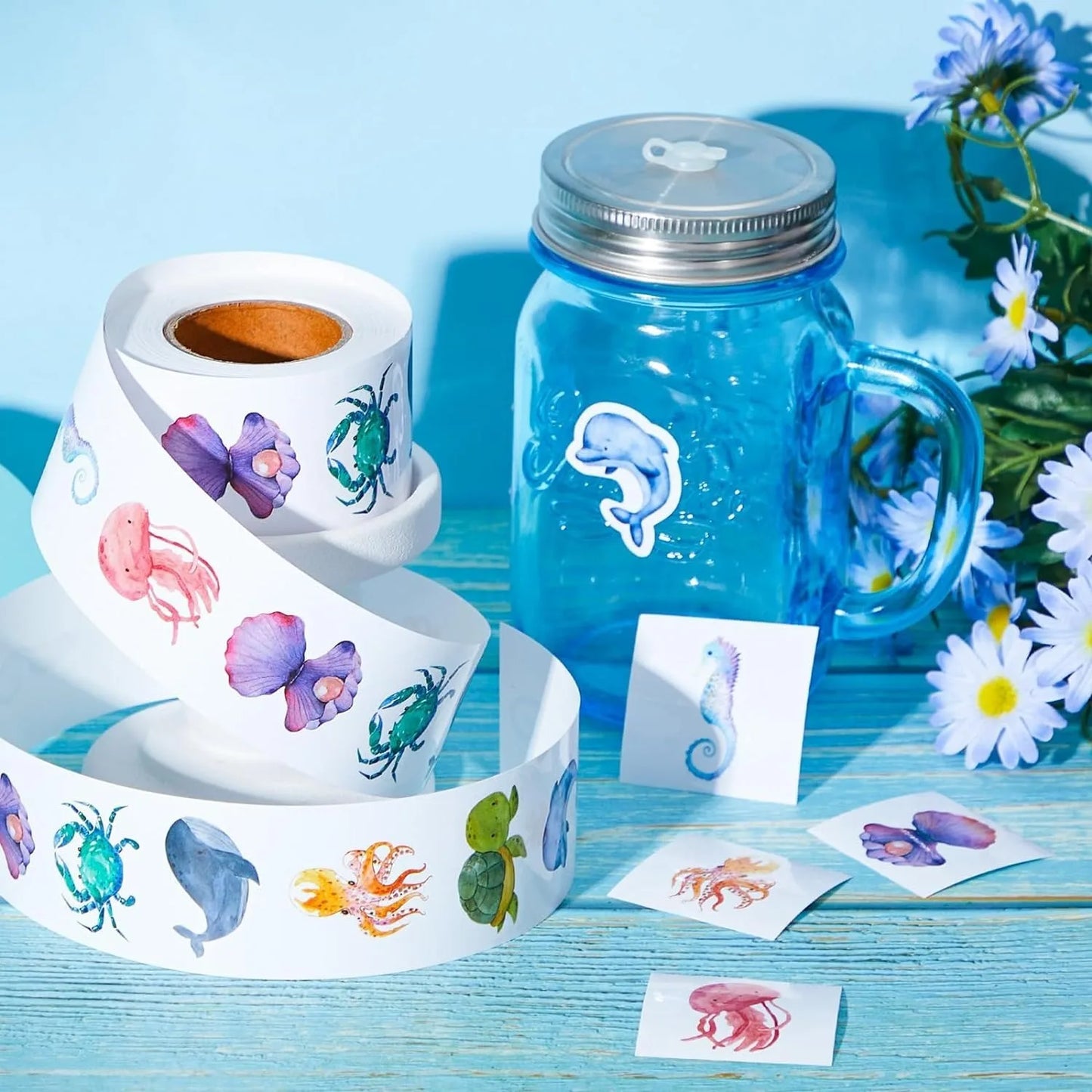 100-500 Animal Stickers Roll | Small Decorative Labels for Photocards and Gifts