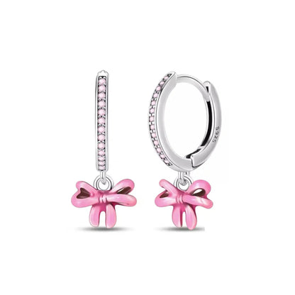 925 Sterling Silver Cherry Butterfly Shining Zircon Stud Earrings | Women's Holiday Charm Jewelry