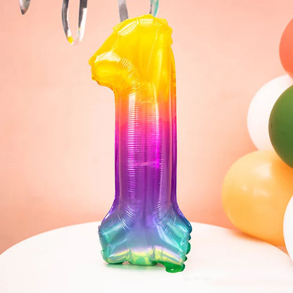Rainbow Jelly Number Balloon 16 Inch | Birthday Party Decoration