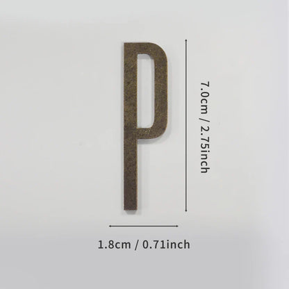 Bronze Self Adhesive House Number Metal English Alphabet Letters for Apartment Room Door Plate Table Mailbox Number Stickers 7cm