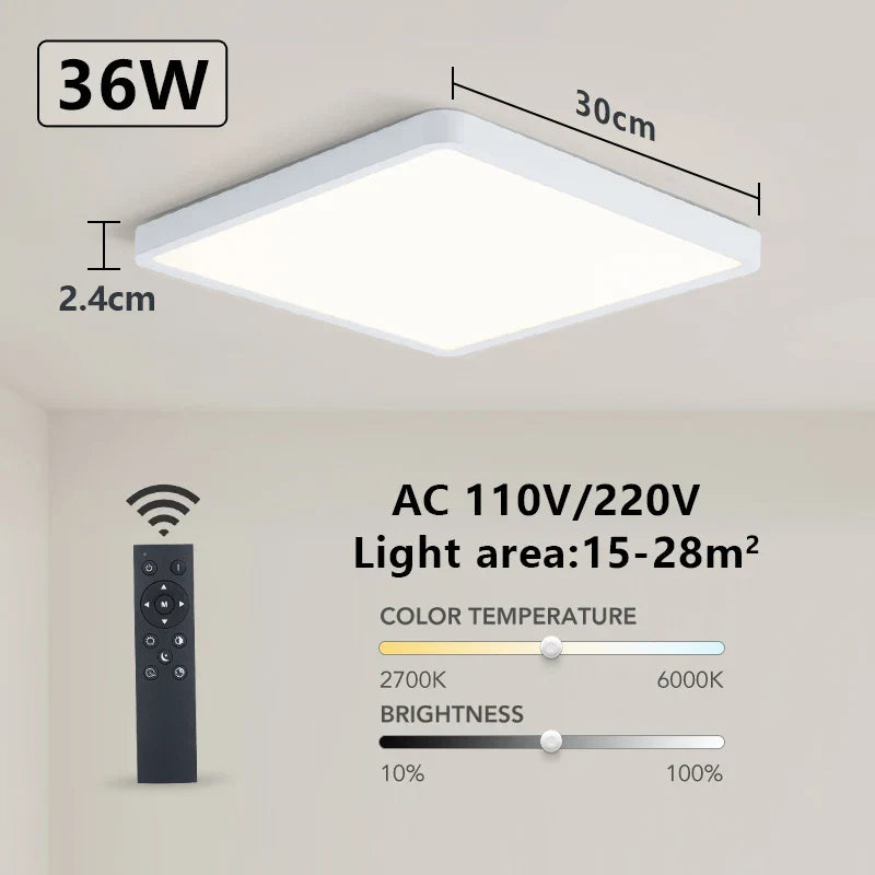 MARPOU Tuya Smart LED Ceiling Lamp Wood Grain App Voice Control Alexa/Google Remote Control Square Ceiling Lights Living Room