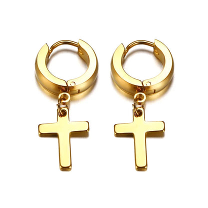 Stainless Steel Cross Earrings for Men | Religious Stud Earrings