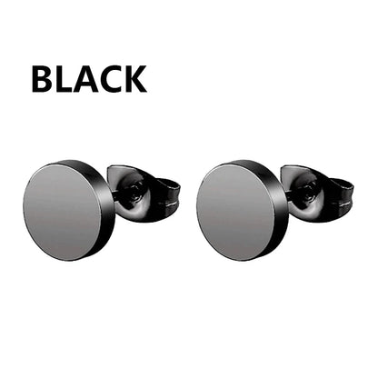 Vintage Punk Stainless Steel Stud Earrings for Men Women | 1 Pair Black Earrings Set