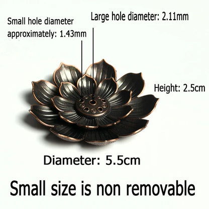 Lotus Flower Incense Burner | Metal Wax Melt Holder for Temple and Home