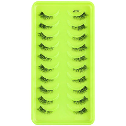 New Half Eyelashes 3D Cat Eye Lashes Clear Stem False Lashes