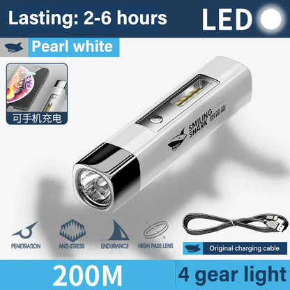 USB Rechargeable Mini LED Flashlight 2 in 1 Power Bank | 450 Lumen Super Bright Torch