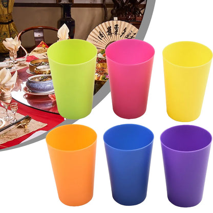 Colourful Plastic Cups Set of 6 | Microwave Safe Drinking Glasses for Juice, Coffee, and Water