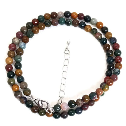 Natural Stone Bead Adjustable Necklace | Agate Opal Tigers Eye Quartz Crystal Jewelry
