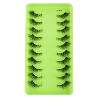 New Half Eyelashes 3D Cat Eye Lashes Clear Stem False Lashes