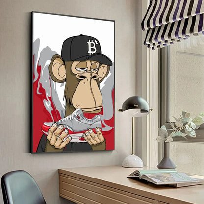 Funky Funny Animal Monkey With A Hat Fashion Bored APE A Poster HD Posters Home Room Bar Cafe Decor Art Wall Painting Picture