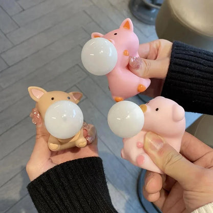 Piggy Capybara Fidget Squeeze Toy | Cute Squishy Stress Relief Toy That Spits Bubbles